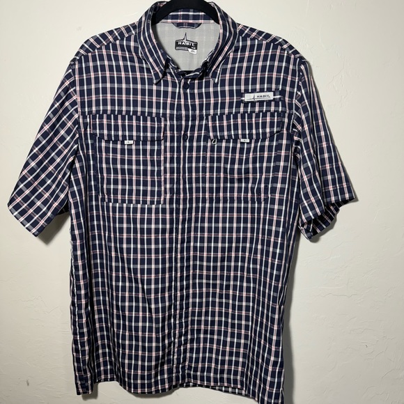 Habbit Outdoors Gear Vented Moisture Wicking Shirt Size M, Blue/red/white 🇺🇸 - Picture 1 of 4